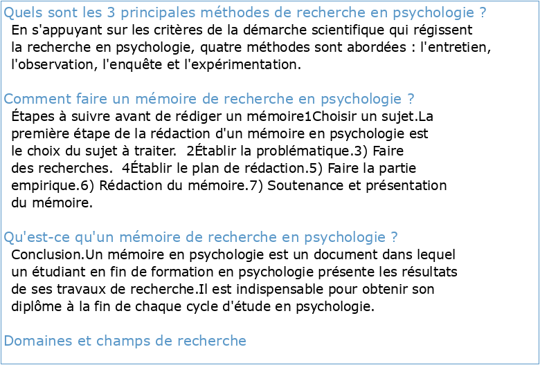 MEMOIRE DE RECHERCHE M1 Psychologie Clinique et Psycho