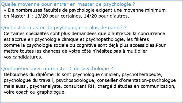 Session juin 2013 Département de Psychologie Master 1