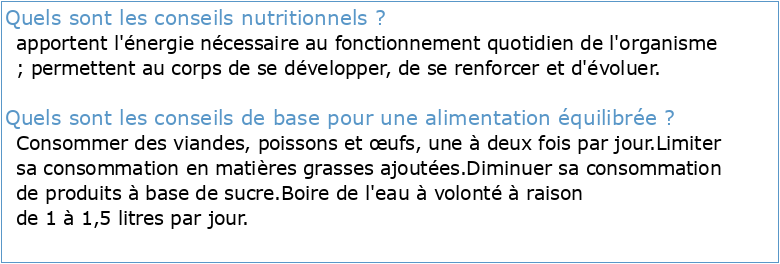 Conseils alimentaires