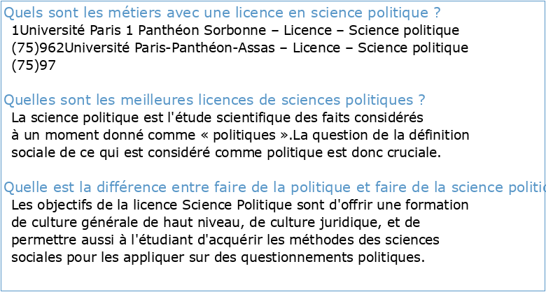 Licence 2 Science Politique Politiques comparées Travaux dirigés