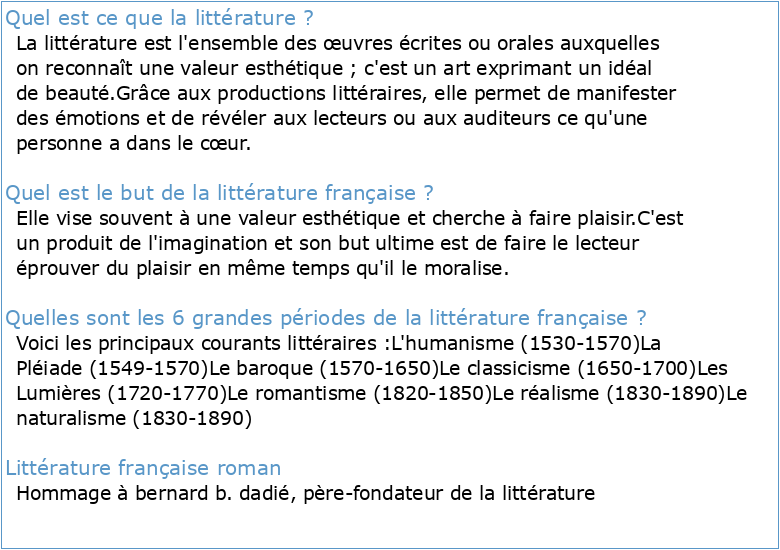 Qu'est que la littérature française