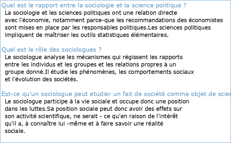 Science politique et sociologie Réflexions d'un sociologue
