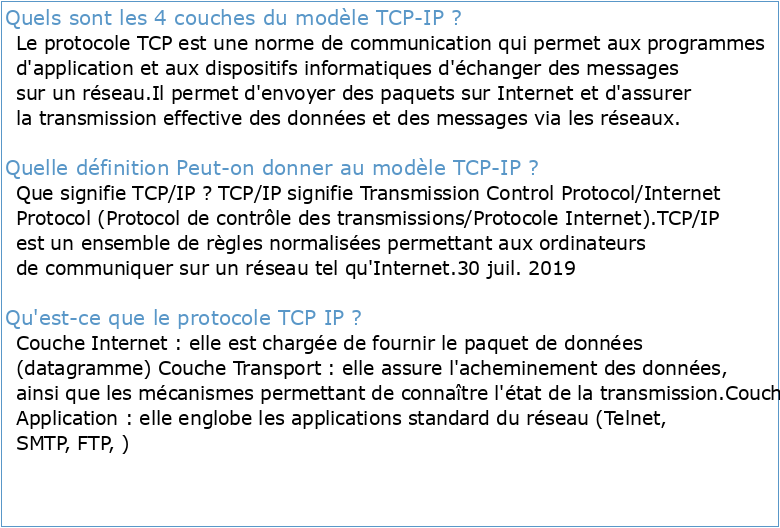 LE MODELE TCP/IP