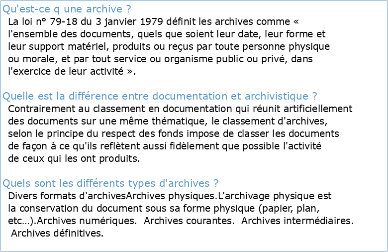 Archive et archivistique