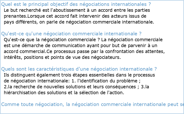 La négociation internationale