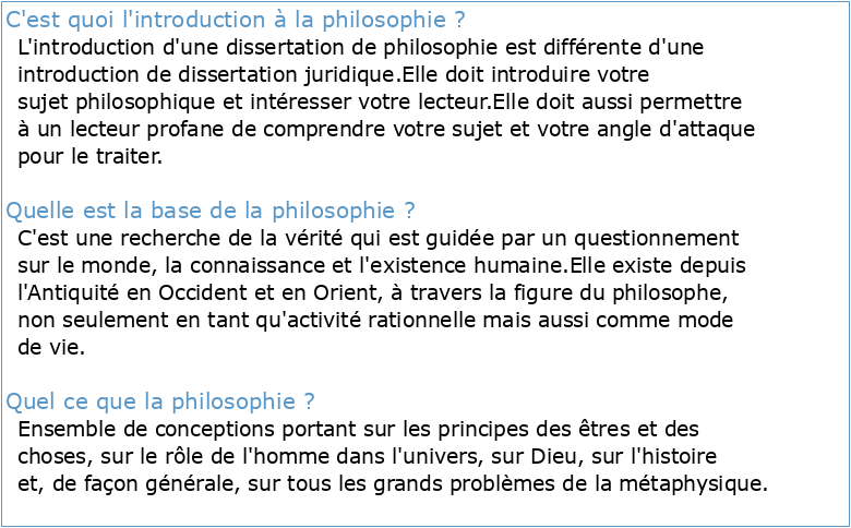 Introduction à la Philosophie