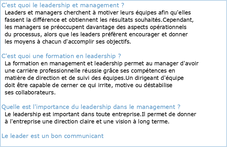 Manuel de Formation au Leadership et au Management
