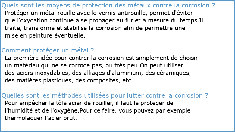 Corrosion et protection des métaux