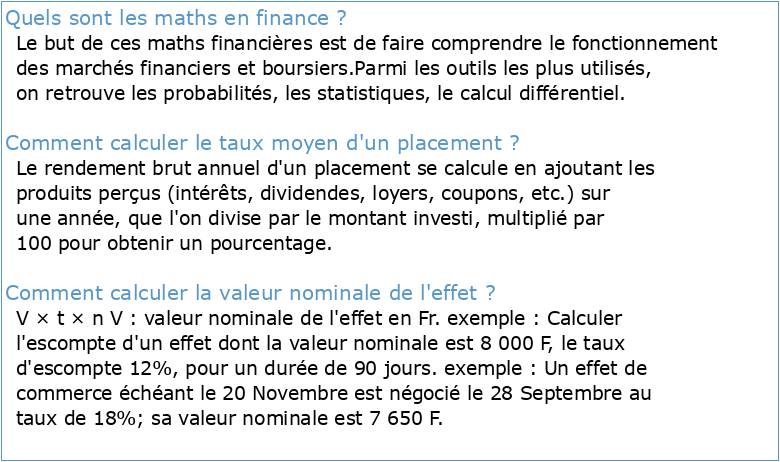 Cours de mathématiques financières (SEG – S2)