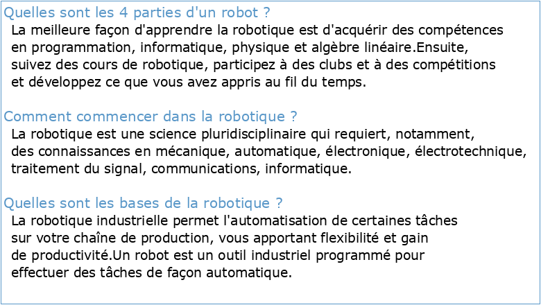Introduction `a la robotique Licence 1`ere année