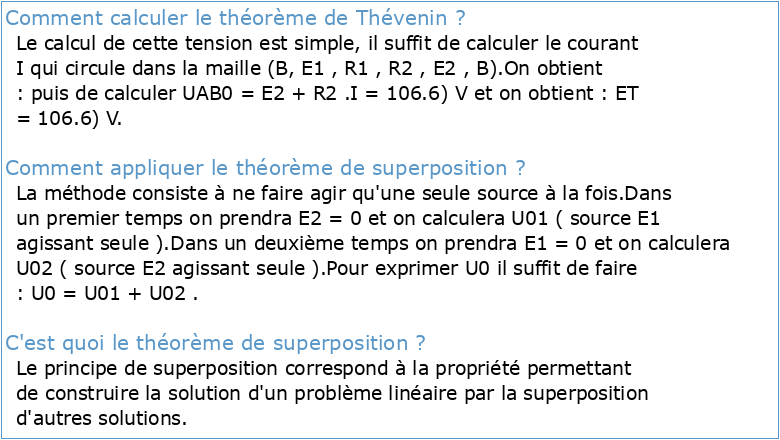 Chapitre 7 Théorèmes de superposition Thévenin