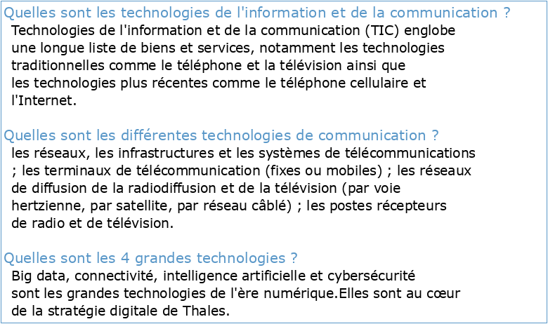 3 les technologies de l'information et de la communication et leur