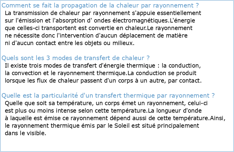 TRANSFERTS DE CHALEUR PAR RAYONNEMENT