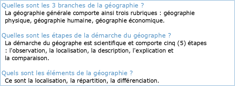 Cinq schémas théoriques de la géographie