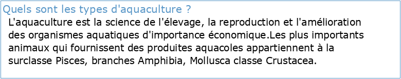 1 Permis d'aquaculture du Programme de mise en valeur des