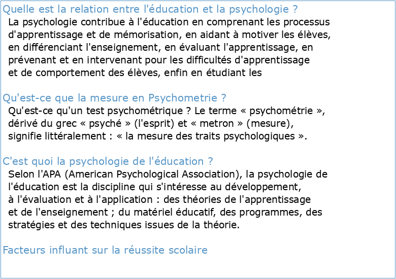 I Mesure en psychologie et en éducation
