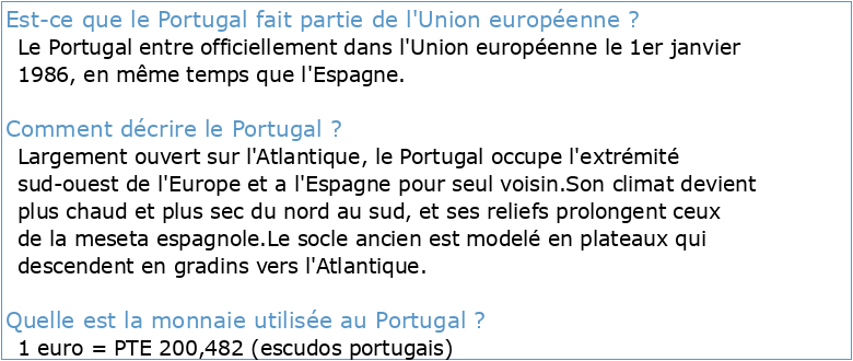 le Portugal un pays d'Europe