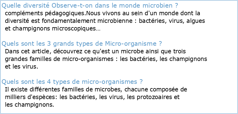 Chapitre 1: Le monde microbien et sa diversité