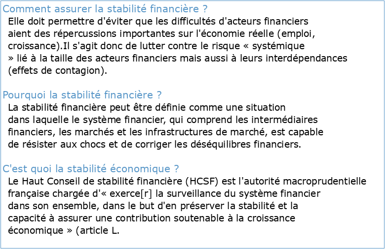 La stabilité du système financier international