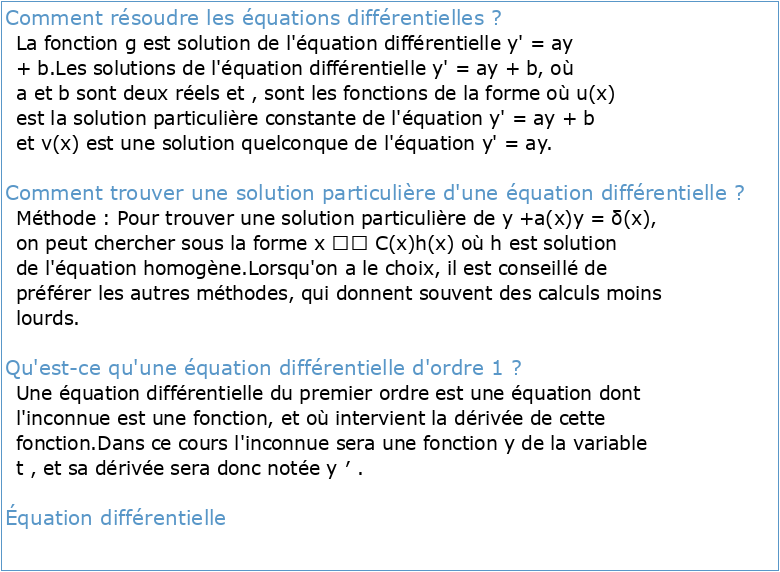Chapitre 9 – Equations différentielles