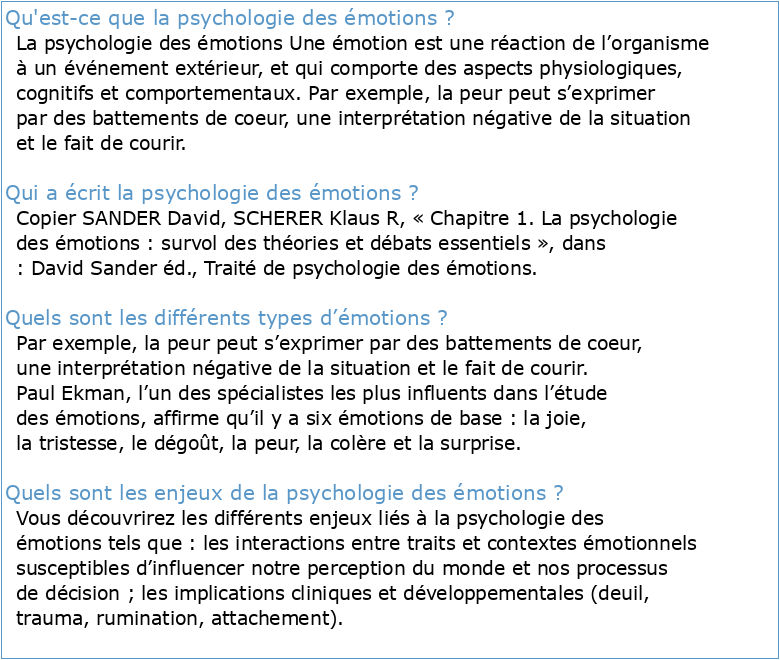 Psychologie de l'Emotion