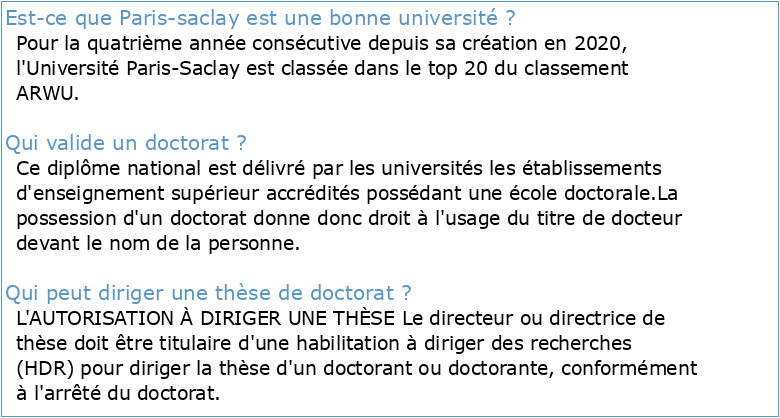 LA CHARTE DU DOCTORAT DE L'UNIVERSITÉ PARIS-SACLAY