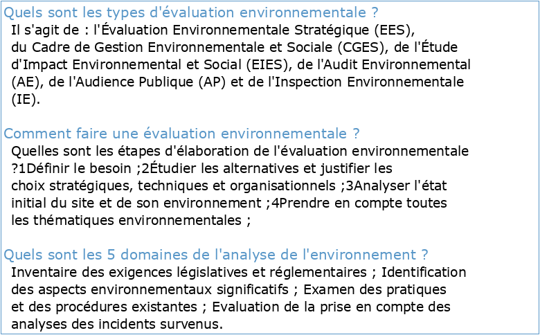 Outil d'Evaluation environnementale rapide (FEAT)