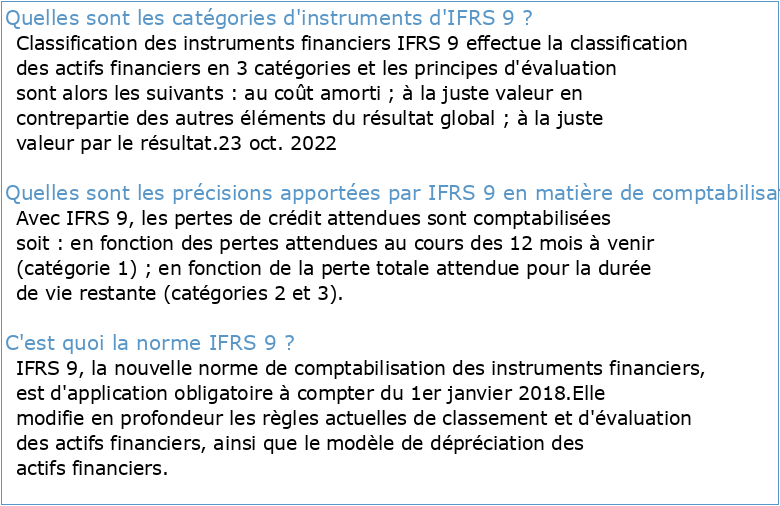 IFRS 9 «INSTRUMENTS FINANCIERS»: LE MODÈLE DES PERTES