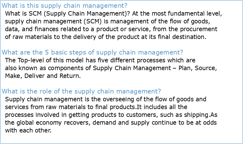 THE SUPPLY CHAIN MANAGEMENT