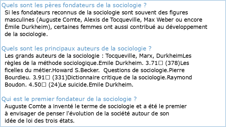 Introduction A La Sociologie Des Peres Fondateurs