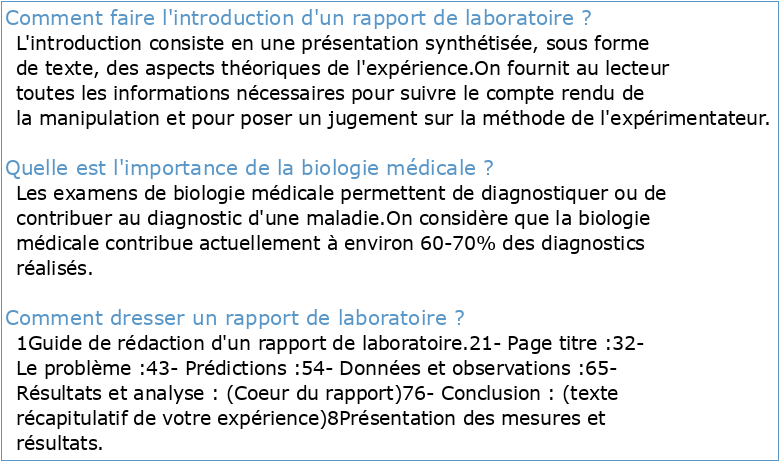 (Synthèse du rapport sur la réforme de la biologie médicale–)
