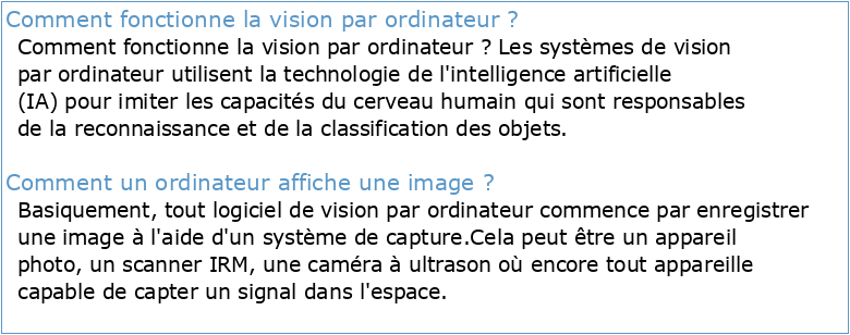 Introduction sur la vision par ordinateur