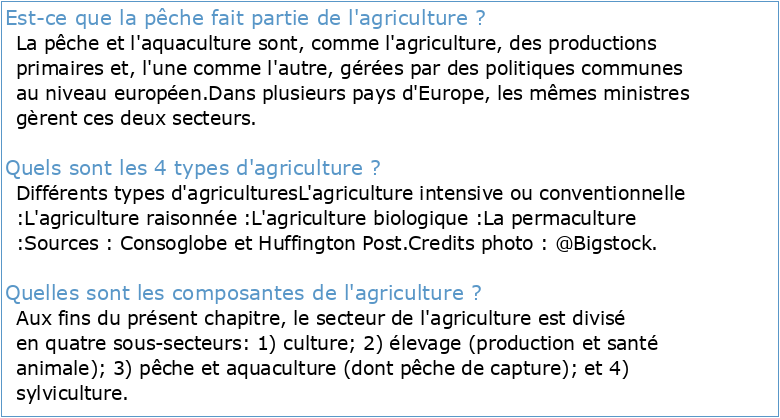 AGRICULTURE SYLVICULTURE PÊCHE