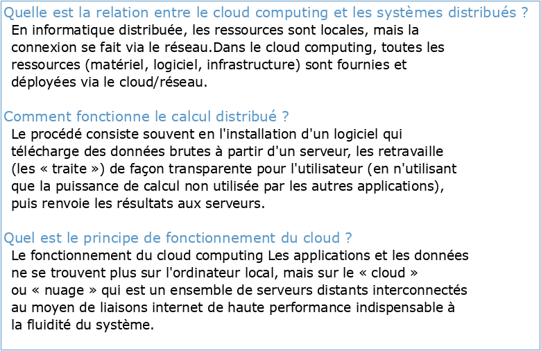 Cloud et calcul distribué