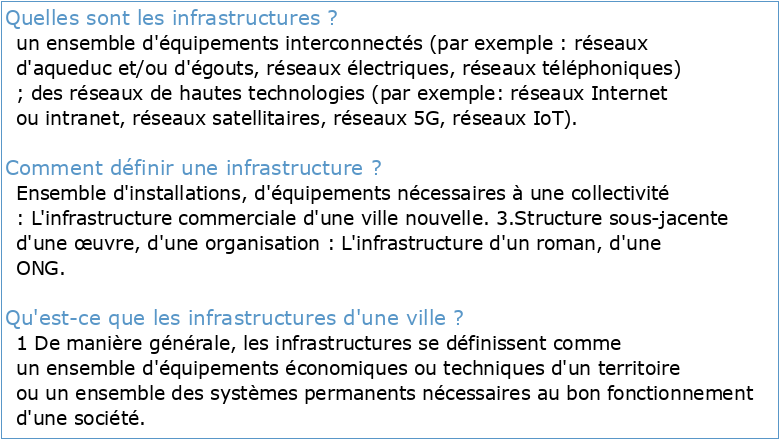 LES INFRASTRUCTURES
