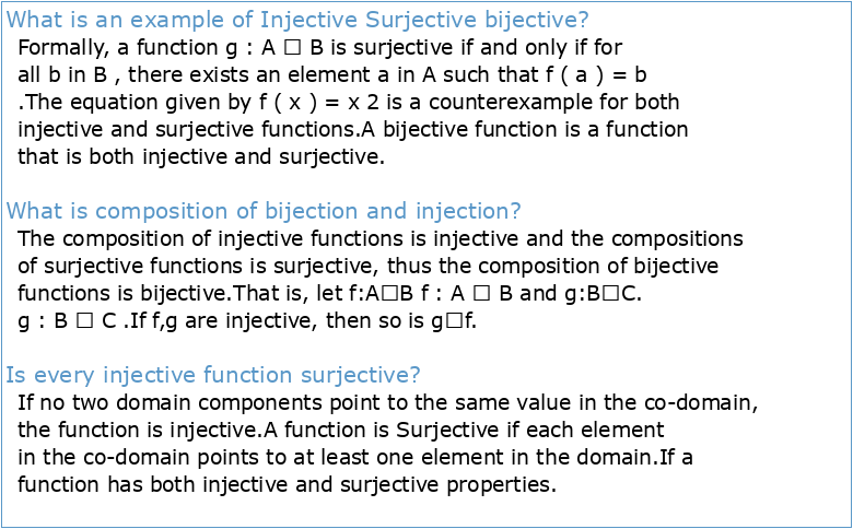 INJECTIONS SURJECTIONS BIJECTIONS