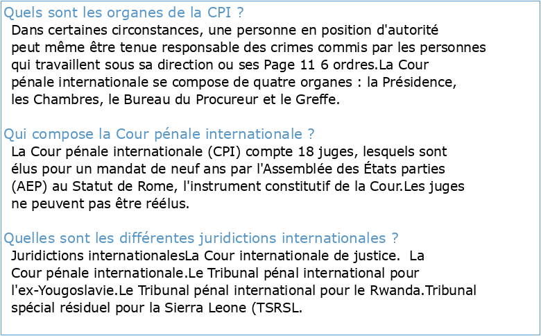 Justice pénale internationale : les institutions