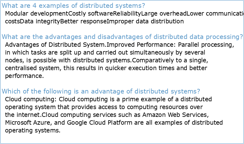 Distributed Systems Examples Advantages and disadvantages