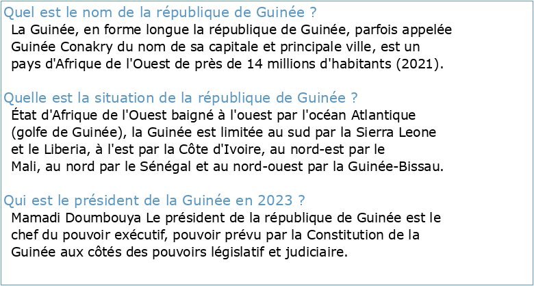 REPUBLIQUE DE GUINEE
