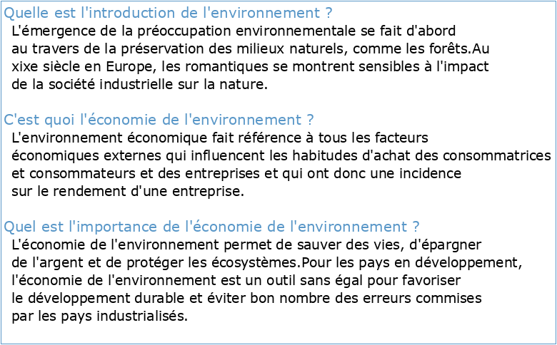 Économie de l'environnement (ENV 730) thème 1: Introduction