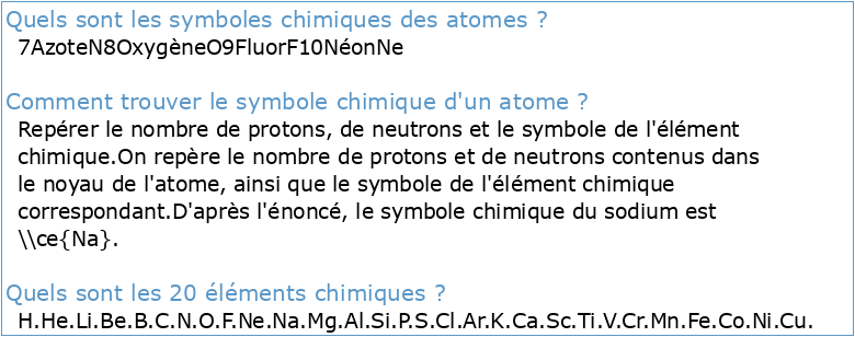 Atomes et Symboles Chimiques