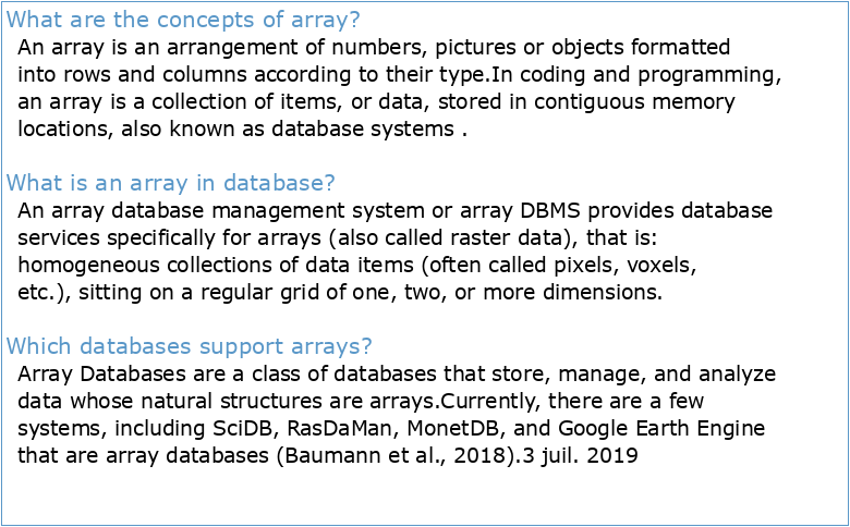 Array Databases: Concepts Standards Implementations