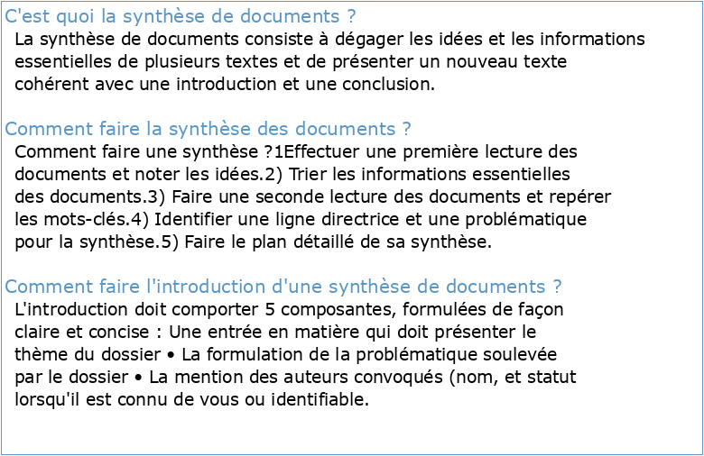Cours 01 : La synthèse de documents