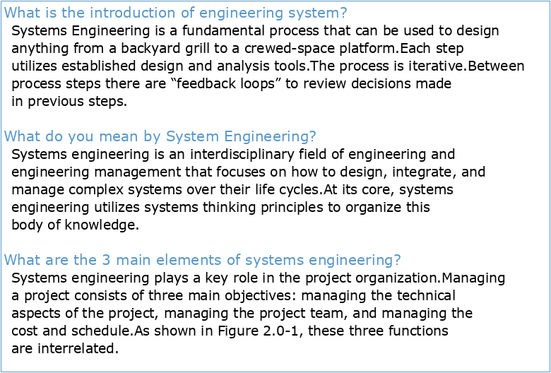 An Introduction to Systems Engineering