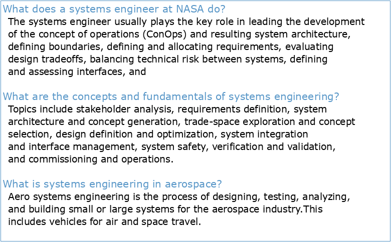 Fundamentals of Systems Engineering  NASA
