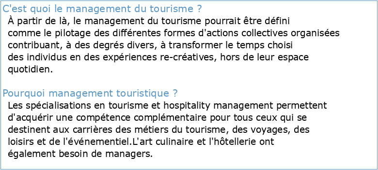 Management du tourisme 3e édition