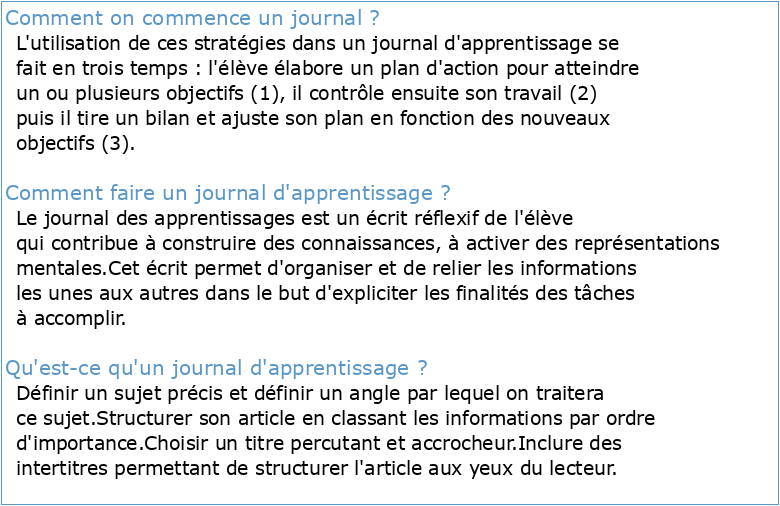 Journal Comment on apprend