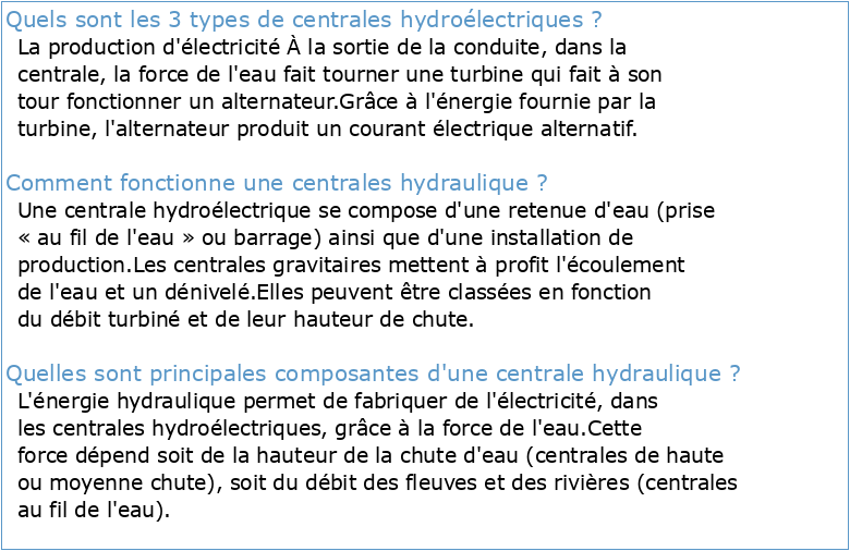 Guide centrales hydrauliques