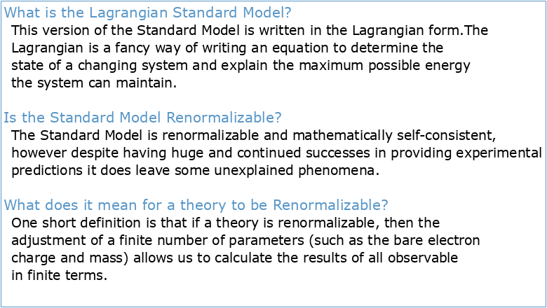 Week 3: Renormalizable lagrangians and the Standard model