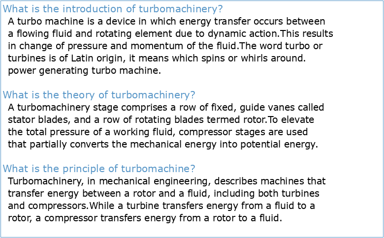 Introduction to Turbomachinery